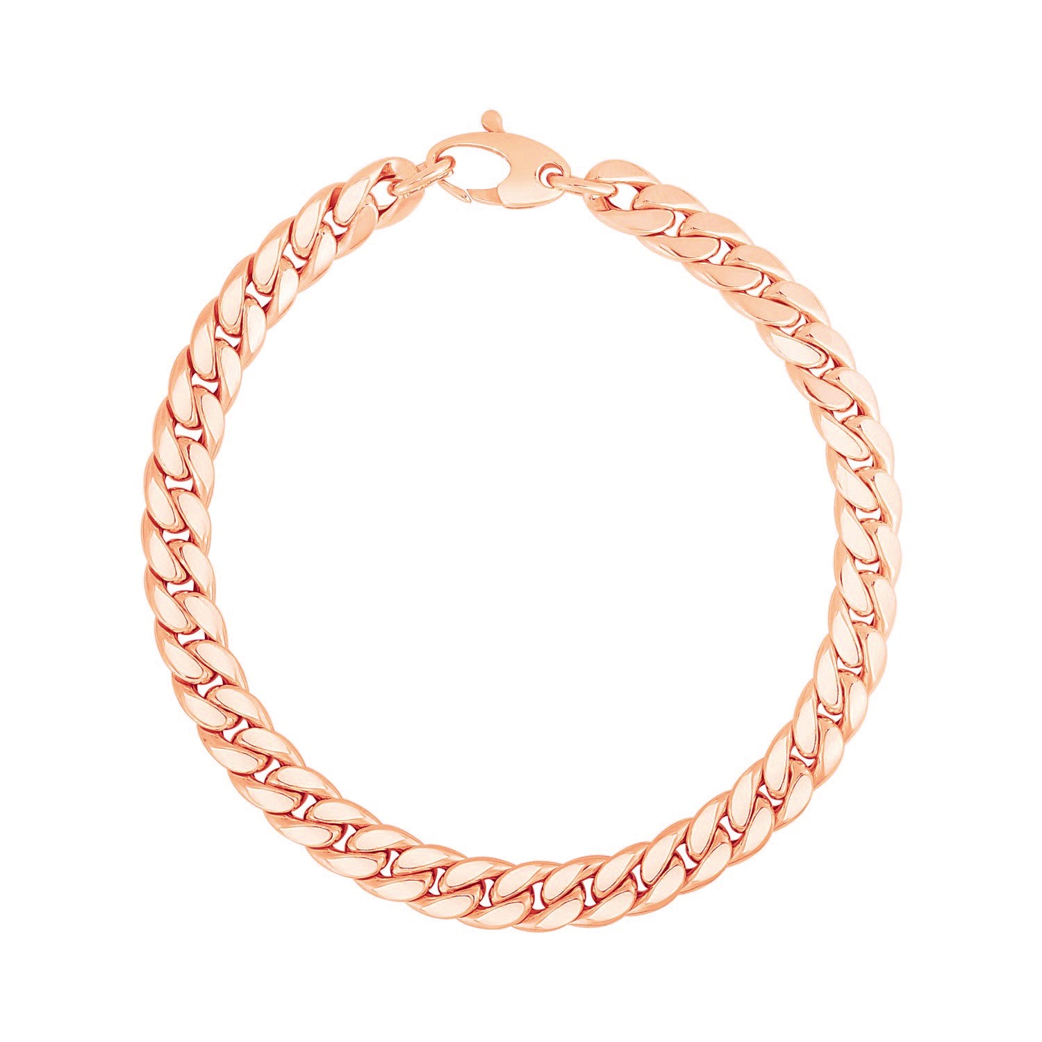 14K Rose Gold Cuban Link Bracelet (5.90 mm) in a sleek high-contrast midnight luxury editorial style